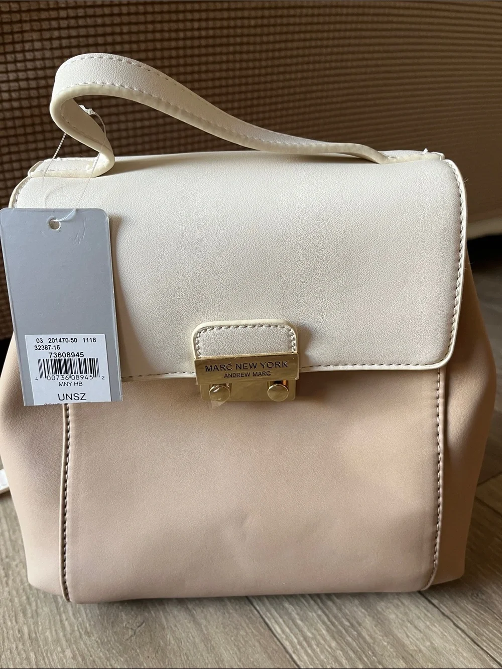 Marc New York Two-Tone Cream & Beige Women's Backpack Purse